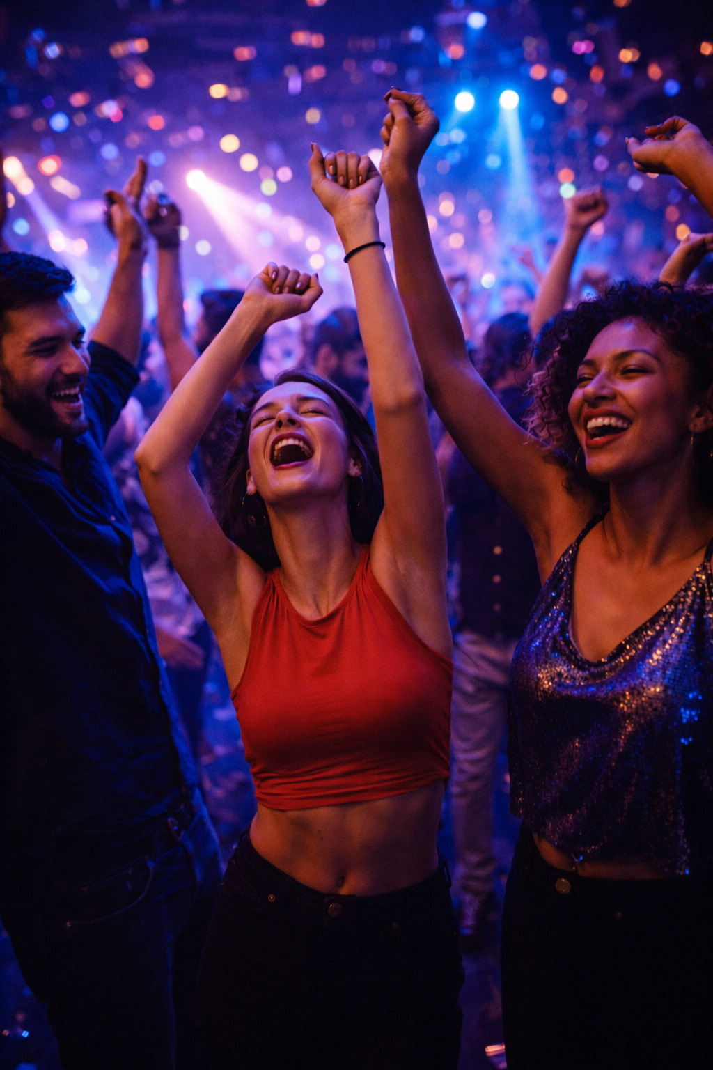 people having fun dancing in a night club